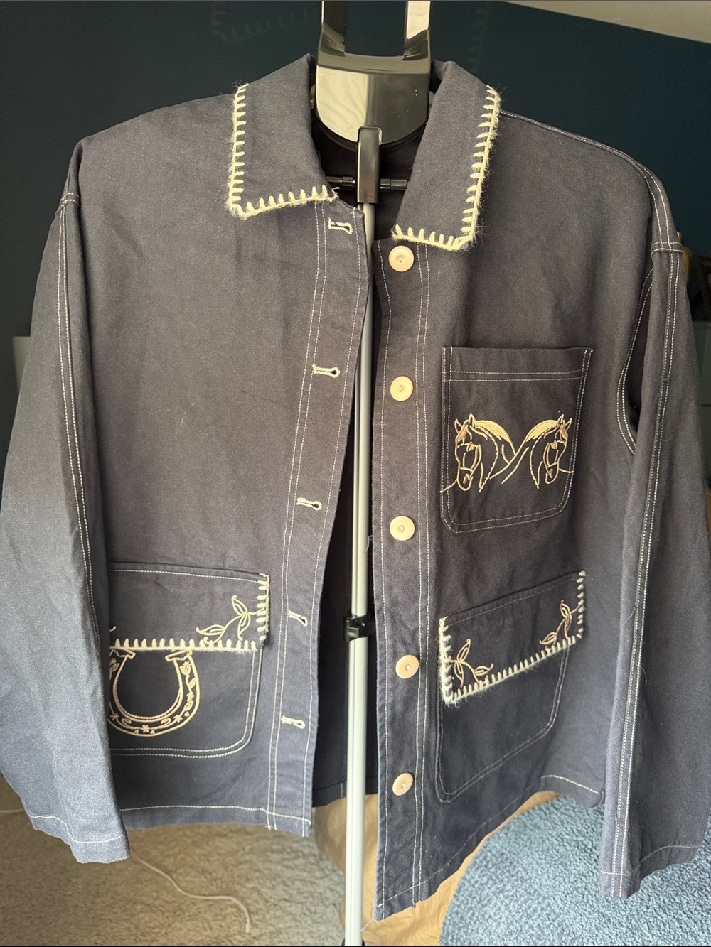 Women’s Navy Embroidered Jacket - Navy